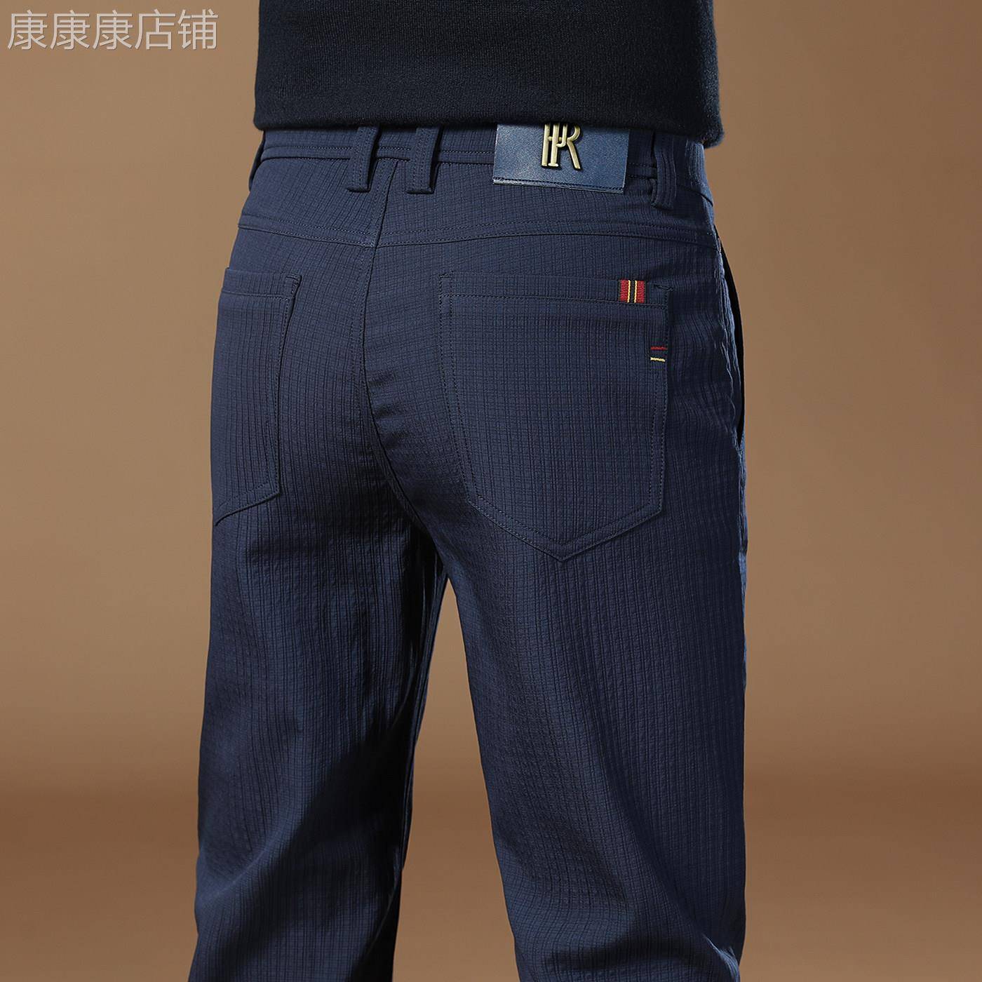 香港高端藏青色休闲裤男夏季薄款冰丝2026新款修身直筒西裤长裤子