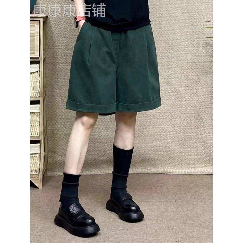 墨绿色休闲短裤女2026新款爆款夏季小个子显瘦百搭五分裤阔腿五分