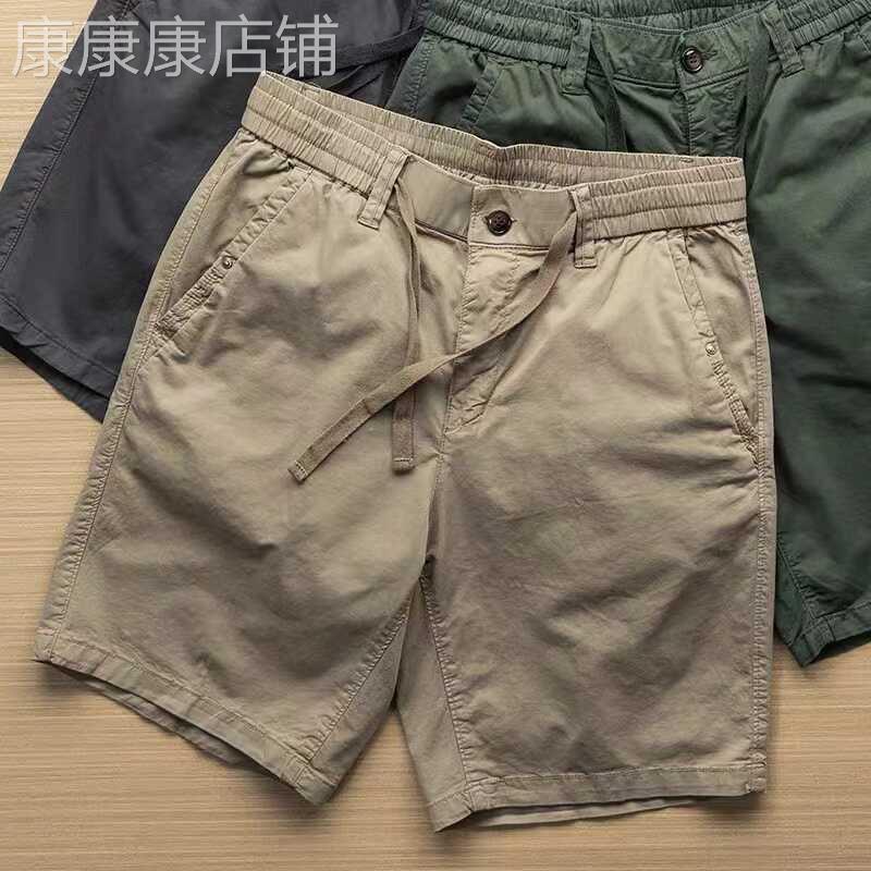 代购香港潮男2024夏季复古工装短裤男宽松休闲直筒五分裤运动中裤