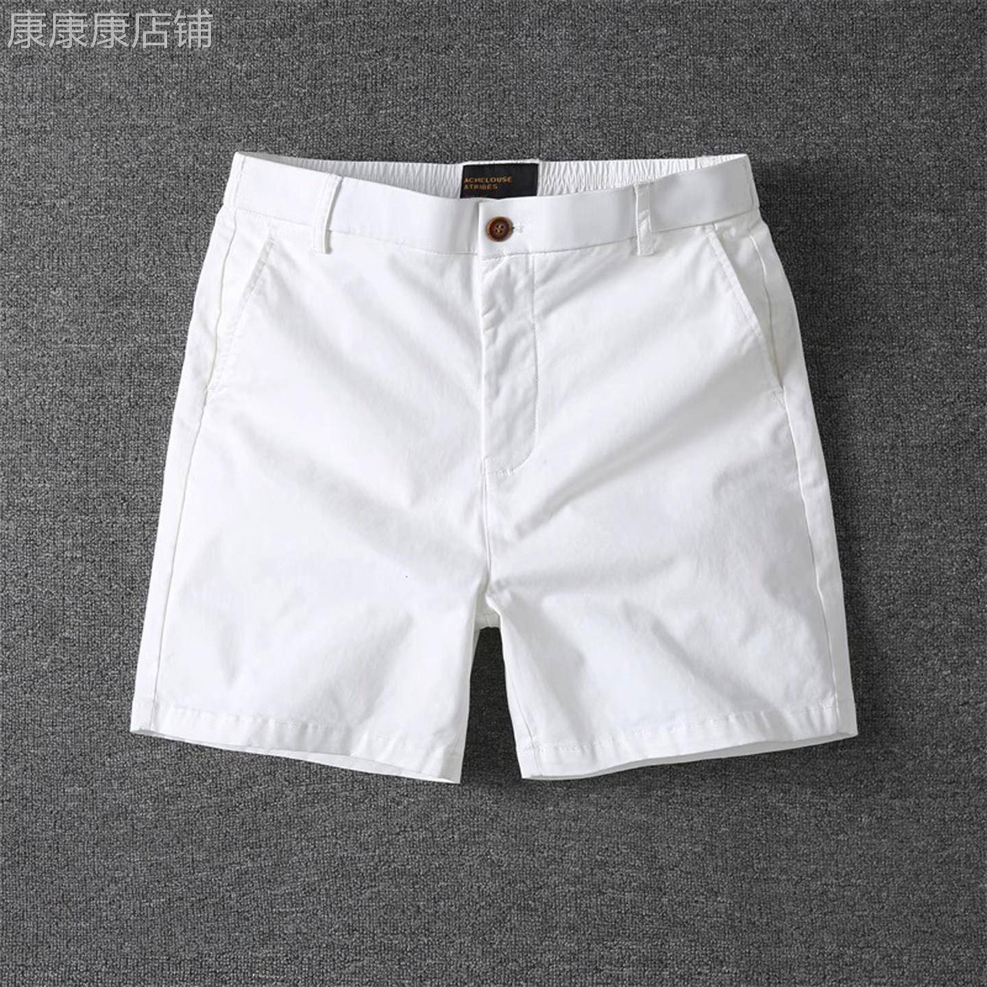 白色休闲短裤男士夏季薄款2026新款高端纯棉商务西装三四分裤外穿