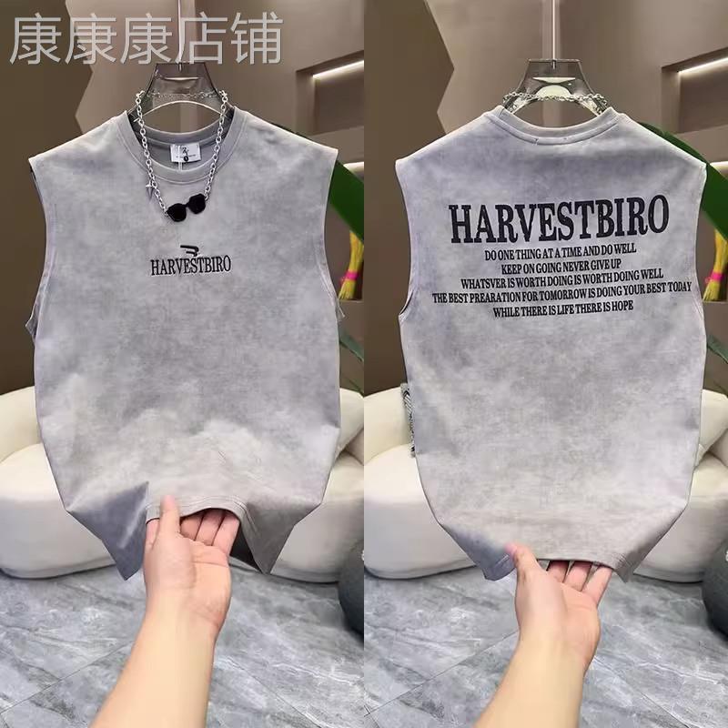 高端硬汉潮流无袖背心T恤男士2026新款夏季潮流运动休闲坎肩男款