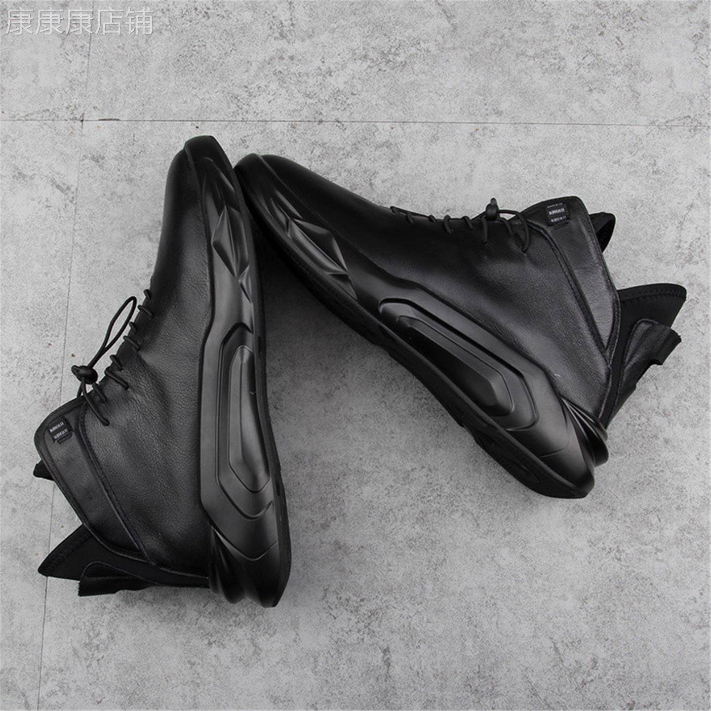 男鞋冬季2025新款软底皮鞋加绒高帮软皮马丁靴男士真皮时尚休闲鞋