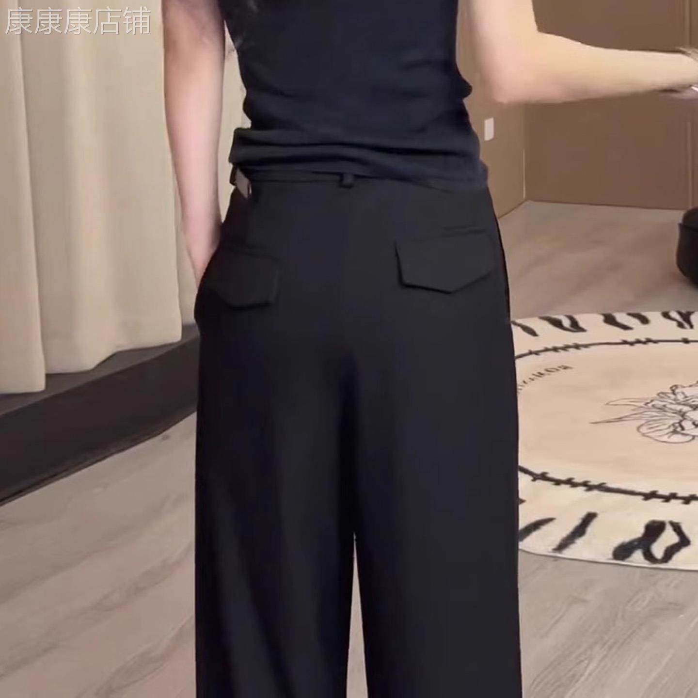 黑色休闲西装裤女2025秋季新款梨型身材高腰时尚显瘦百搭直筒裤子