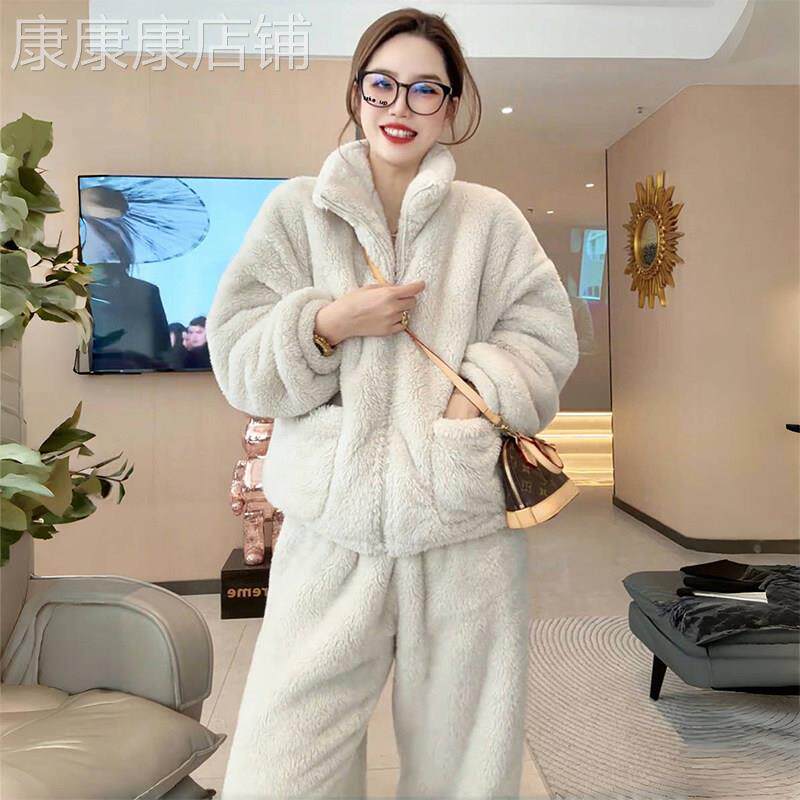珊瑚绒加厚睡衣套装女2026冬季新款减龄加绒保暖毛毛家居服两件套