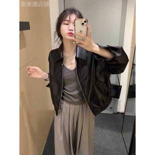 覆古黑色皮衣外套女2025新款夏季韩系巴恩风时尚夹克今年流行上衣