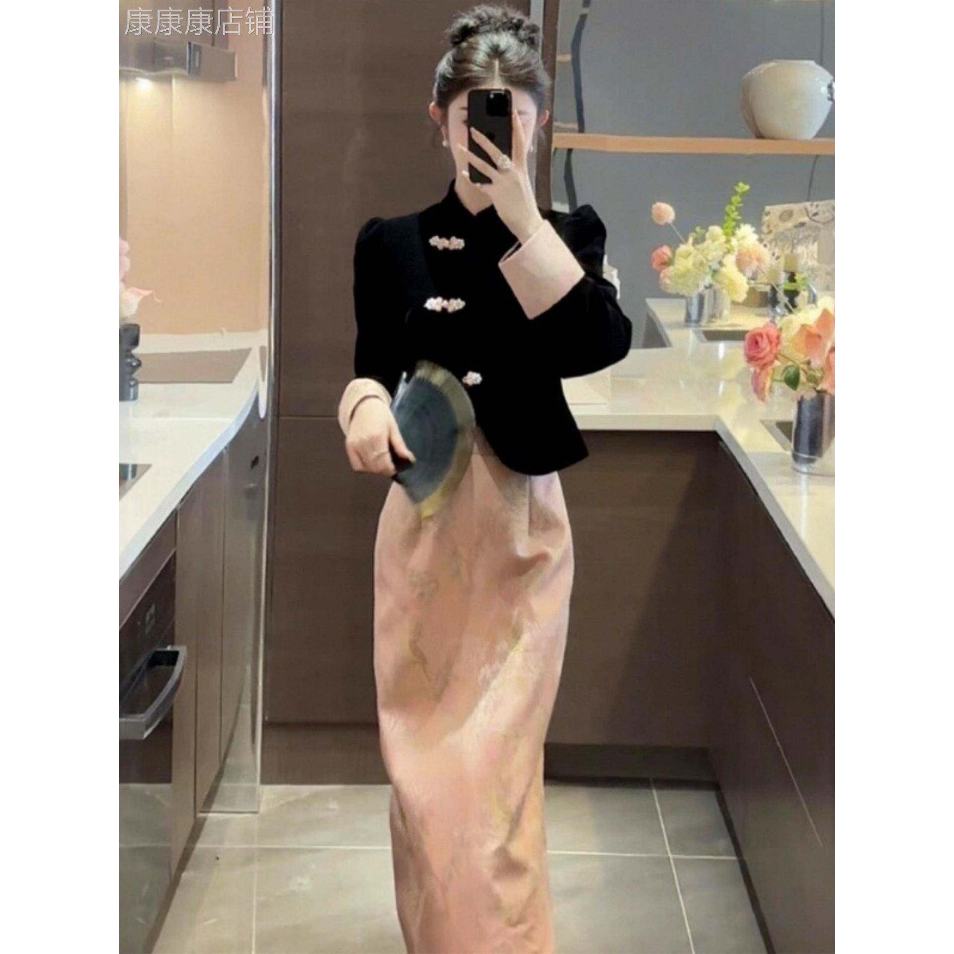 新中式国风套装女装新款绝美巨好看的小上衣半身裙秋冬穿搭一整套