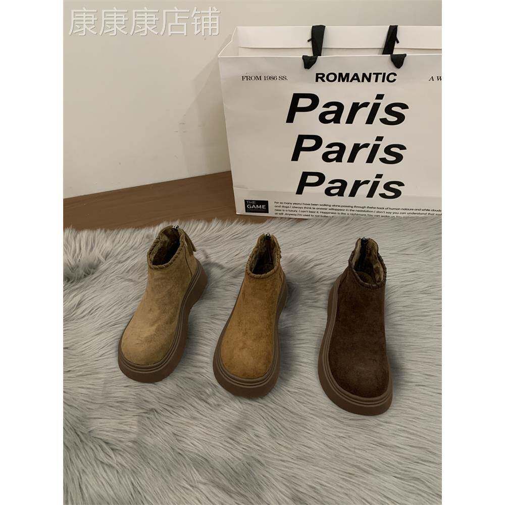 厚底增高勃肯鞋女马丁靴2025年秋冬新款薄绒二棉鞋加绒保暖雪地靴