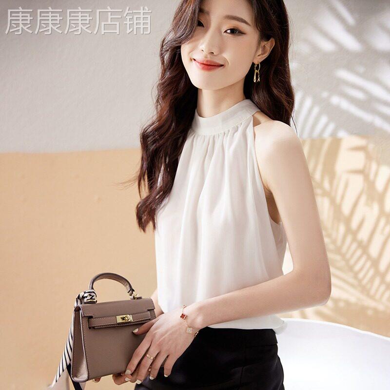 无袖雪纺吊带背心女夏季2026新款洋气时髦打底衫挂脖显瘦时尚上衣