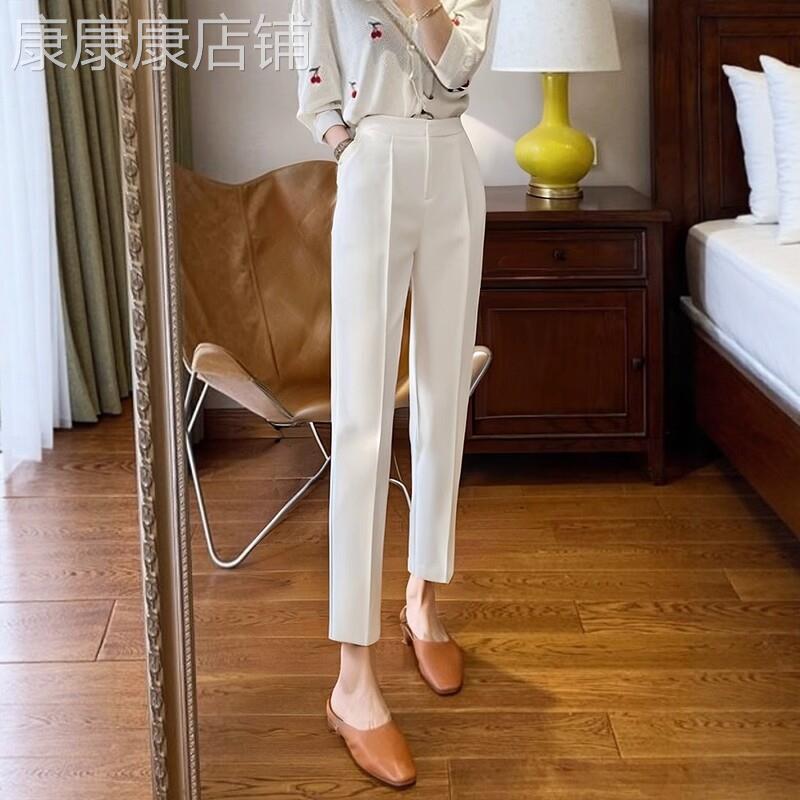 窄版直筒西装裤女春秋2026新款小个子高腰显瘦职业西裤九分烟管裤