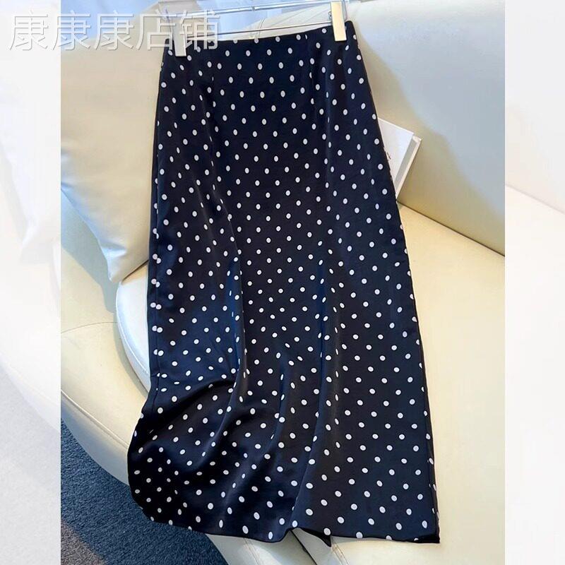 韩版时尚波点半身裙中长版女2026夏季新款显瘦垂感直筒包臀a字裙