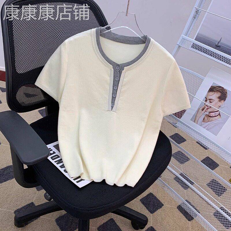 假两件短袖T恤女士夏季新款韩版撞色拼接时尚减龄洋气别致上衣女
