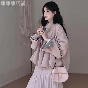 小香风粉色短款夹克外套女春季2026新款温柔风宽松休闲棒球服上衣
