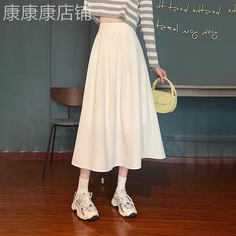 白色半身裙女夏a字长裙裙子伞裙2026新款高腰百褶裙小个子白裙