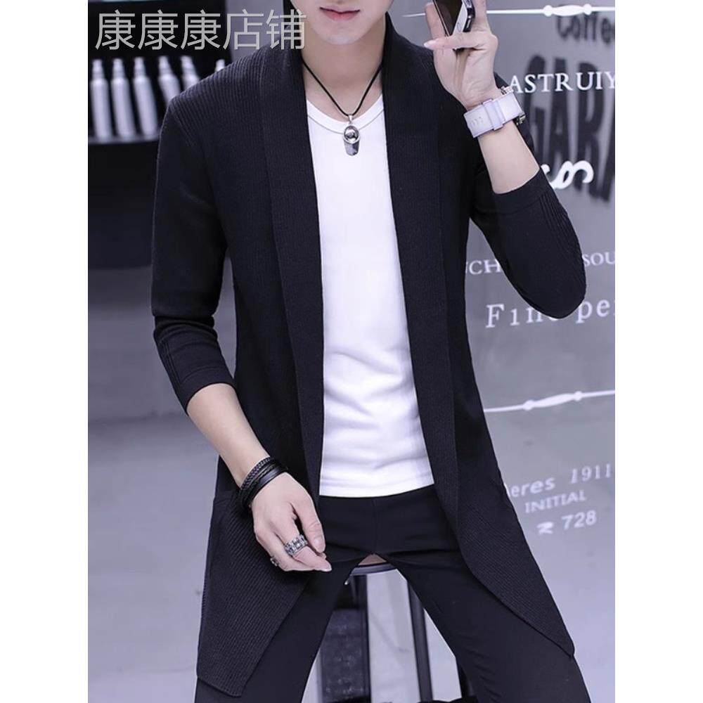 男士针织开衫春秋季2025新款中长款修身毛衣外穿风衣高端夹克外套