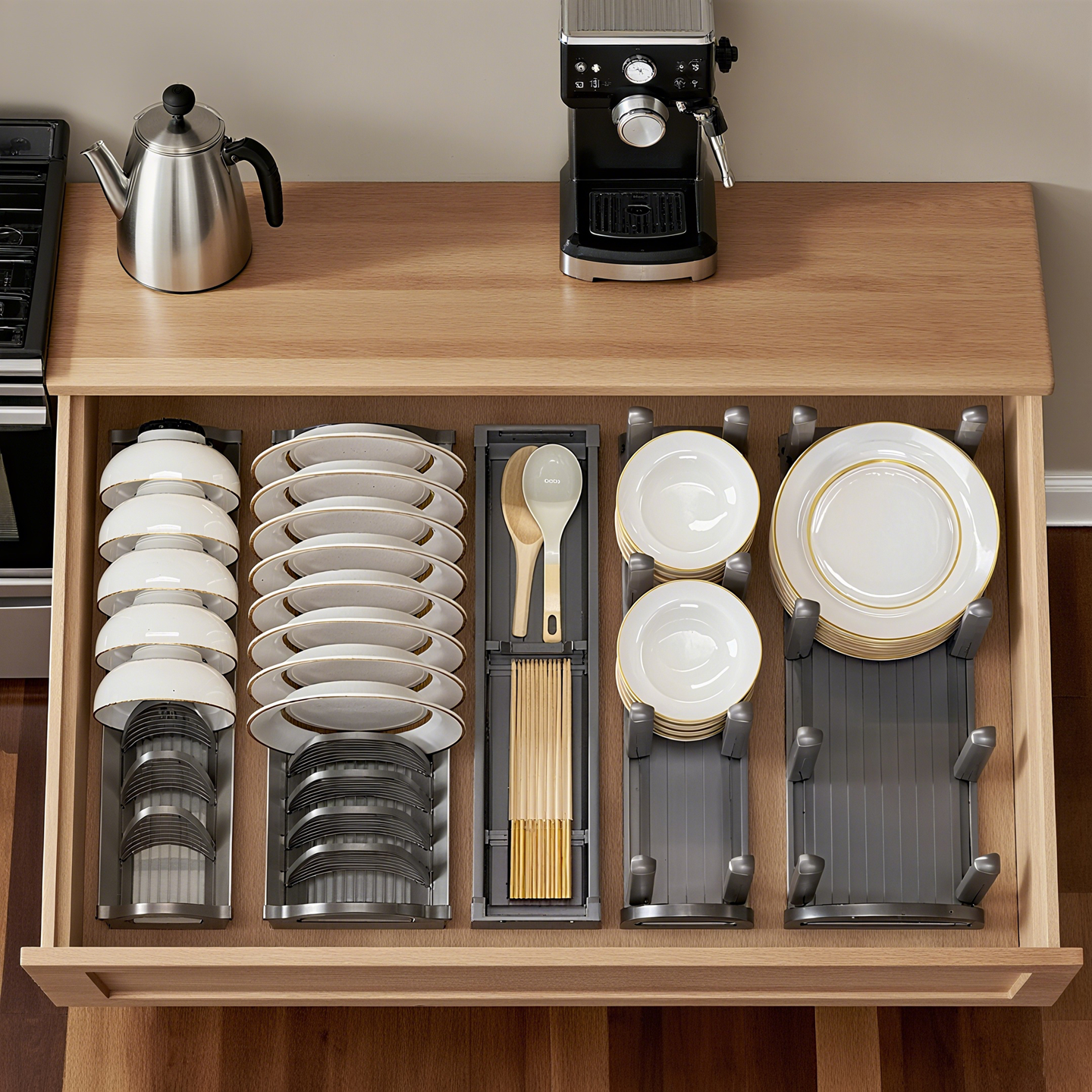 厨房橱柜碗碟收纳架【太空铝】