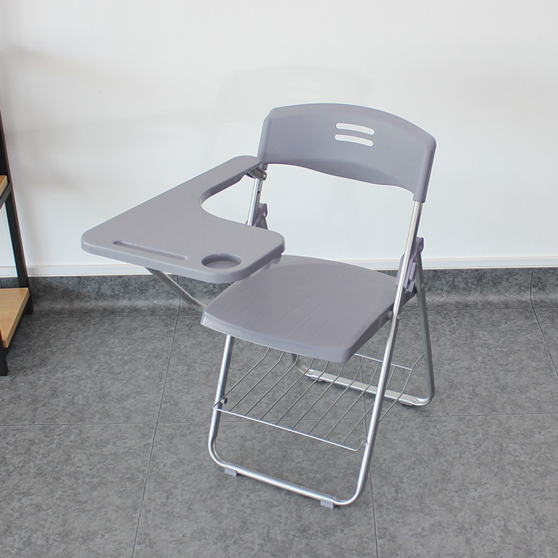 培训椅带桌板桌椅一体式折叠学生开会记者会议椅带折叠写字板椅子图片