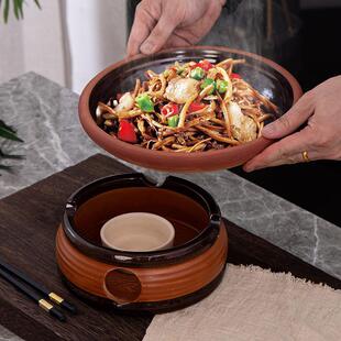 复古土陶砂锅炖锅赣湘菜馆耐高温酒精炉土钵子商用饭店锅仔套装