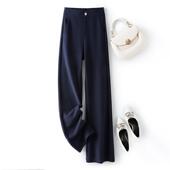 藏蓝色西装 直筒裤 女春秋2025休闲高腰通勤垂感职业宽松阔腿长裤