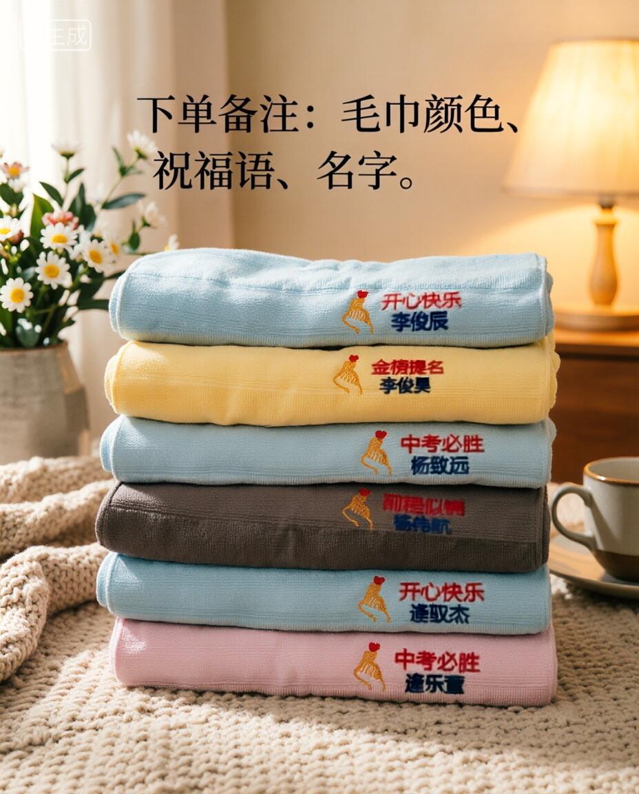 毛巾刺绣名字祝福语logo纯棉毛巾/面巾