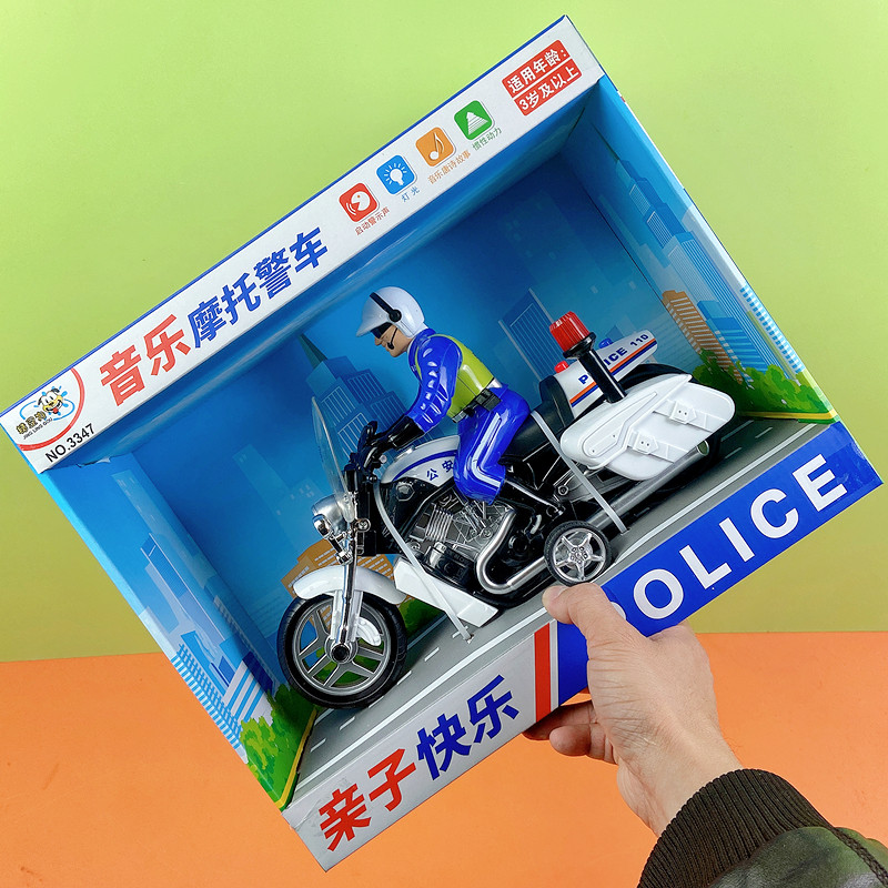 儿童精灵狗3347惯性故事音乐摩托警车仿真模型生日礼物玩具散批