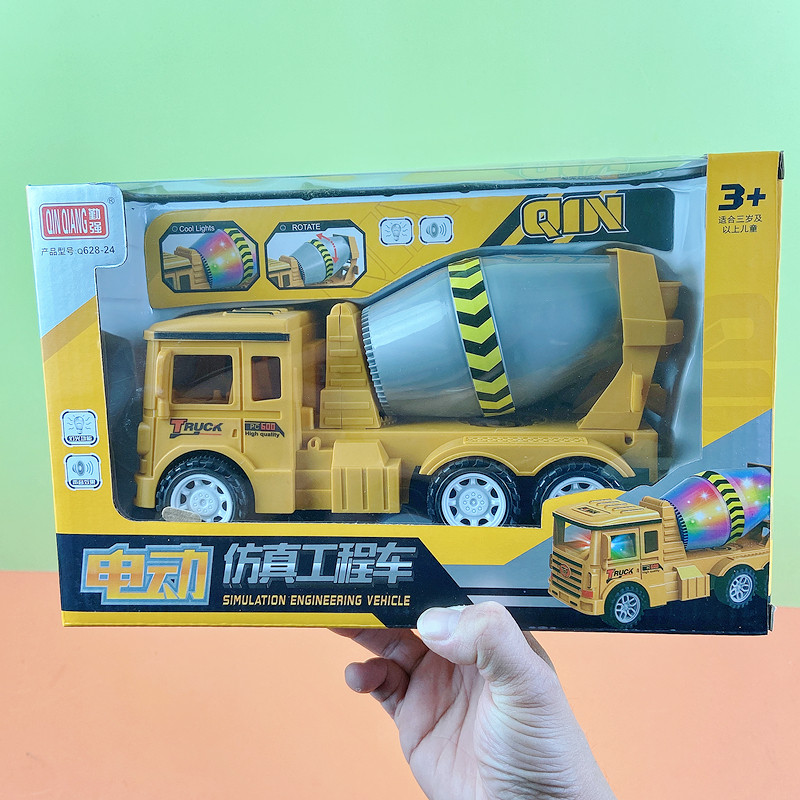 儿童电动仿真工程车搅拌混泥土车万向轮行驶掉头趣味声光玩具混批