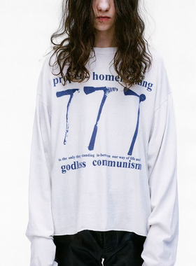 区别市场 erd25ss忧郁的富二代777涂鸦卷边下摆街头朋克摇滚长袖T