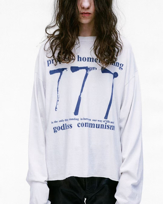 区别市场 erd25ss忧郁的富二代777涂鸦卷边下摆街头朋克摇滚长袖T