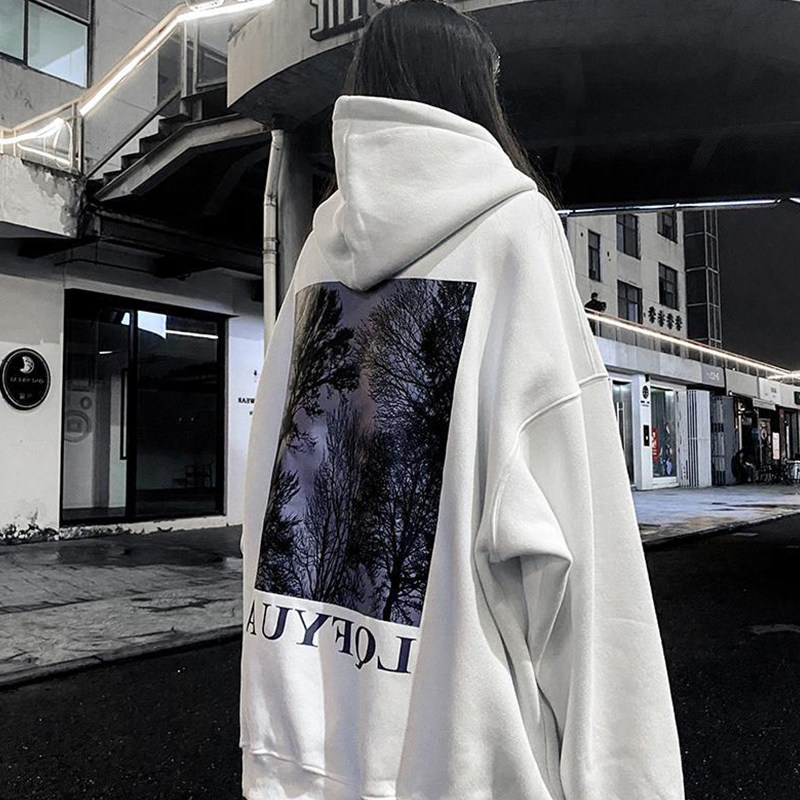 oversize美式加绒大码连帽卫衣女秋冬胖mm2-300斤宽松慵懒风上衣
