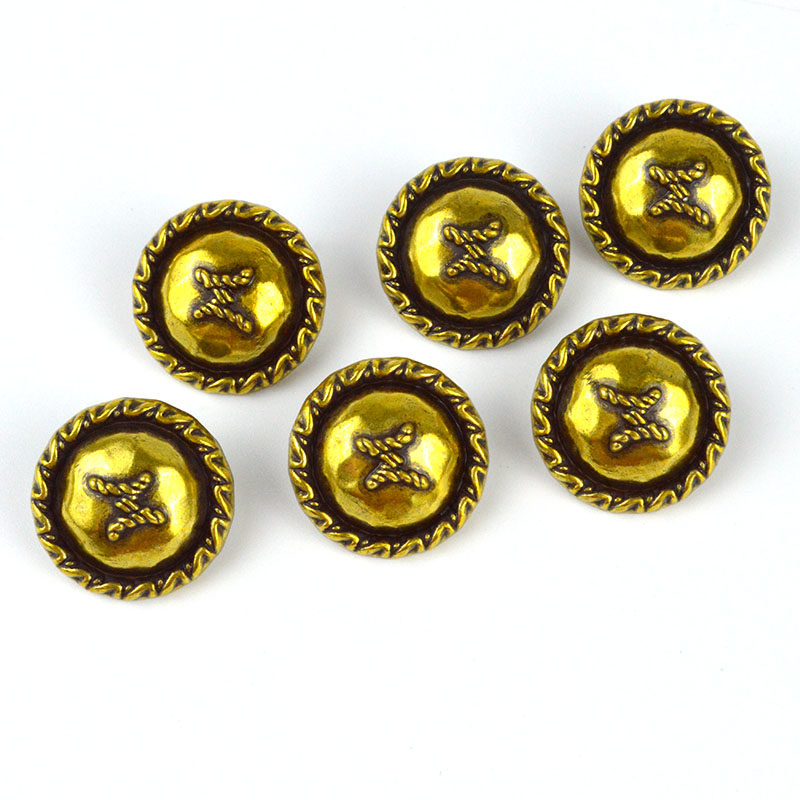 金属圆形球面字母ww古金纽扣大衣皮草风衣针织牛仔裤裙复古装饰扣