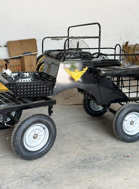 欧式黑色复古小马车马拉款可定制儿童观光小矮马车景区游乐园载客