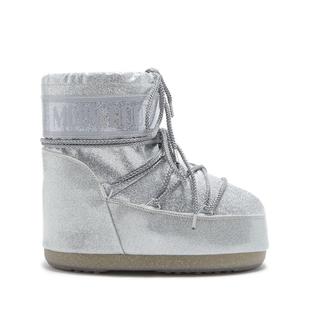 代购 BOOT女士雪地靴保暖防滑耐磨轻便银色系带高帮PU材质 MOON