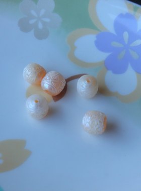 8MM天然淡水珍珠祥云直切老型珠精工雕刻文玩配饰手串配件顶腰珠