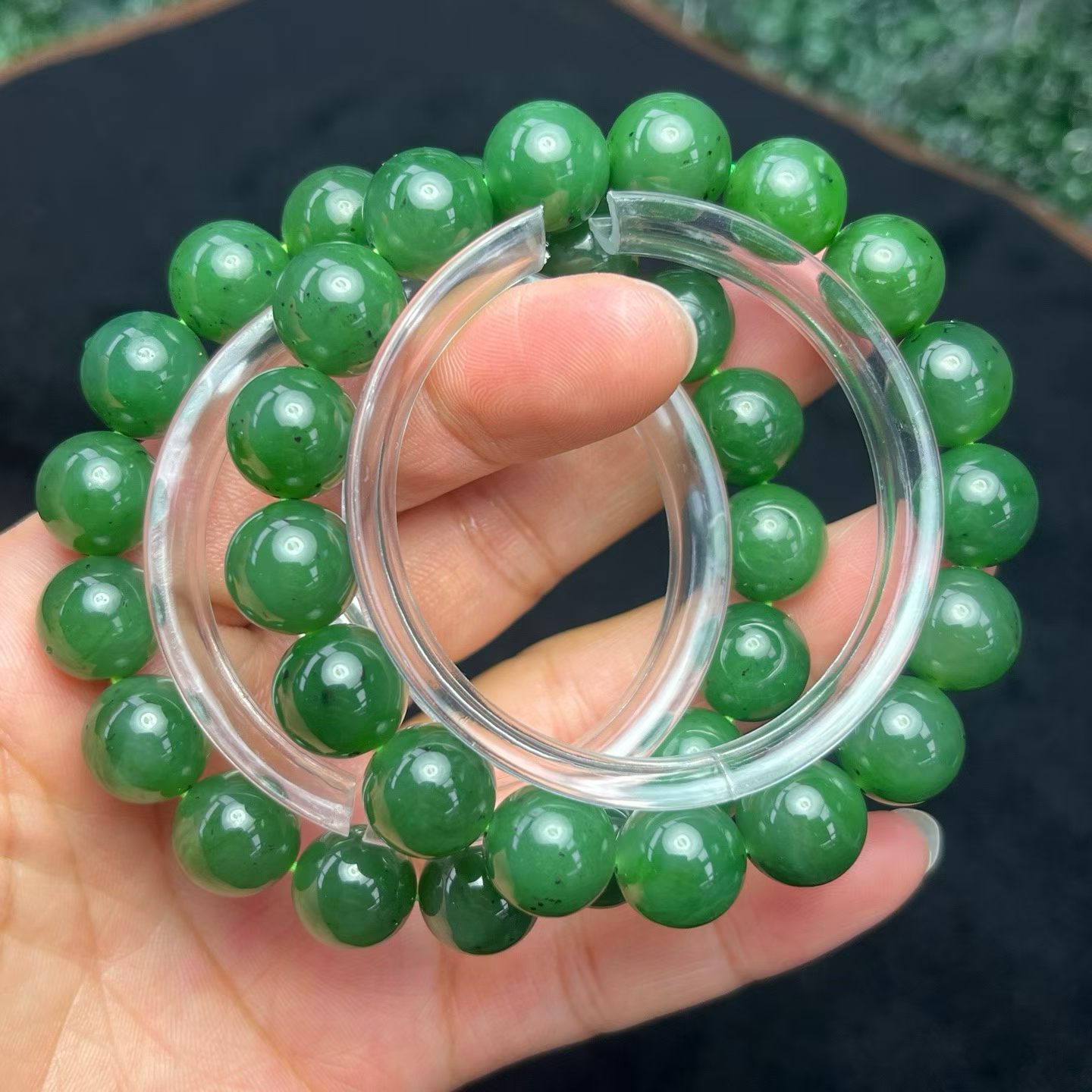 和田玉碧玉手串12mm一条图片