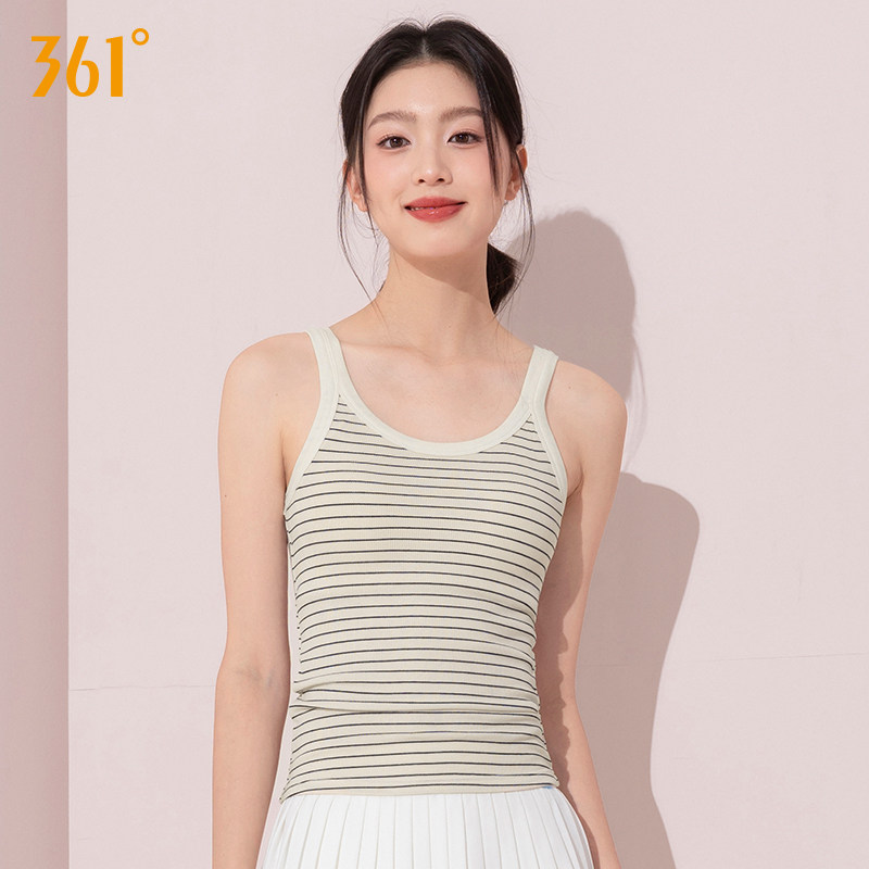 361吊带背心女带胸垫2026新款夏条纹文胸一体式美背上衣内搭吊带