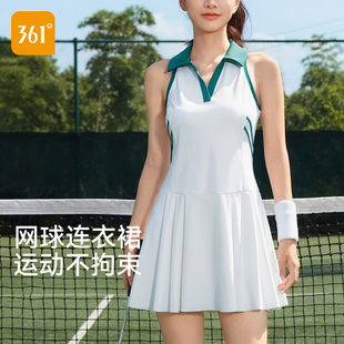 专业羽毛球服连体网球服网球裙 361运动连衣裙女防走光polo领无袖