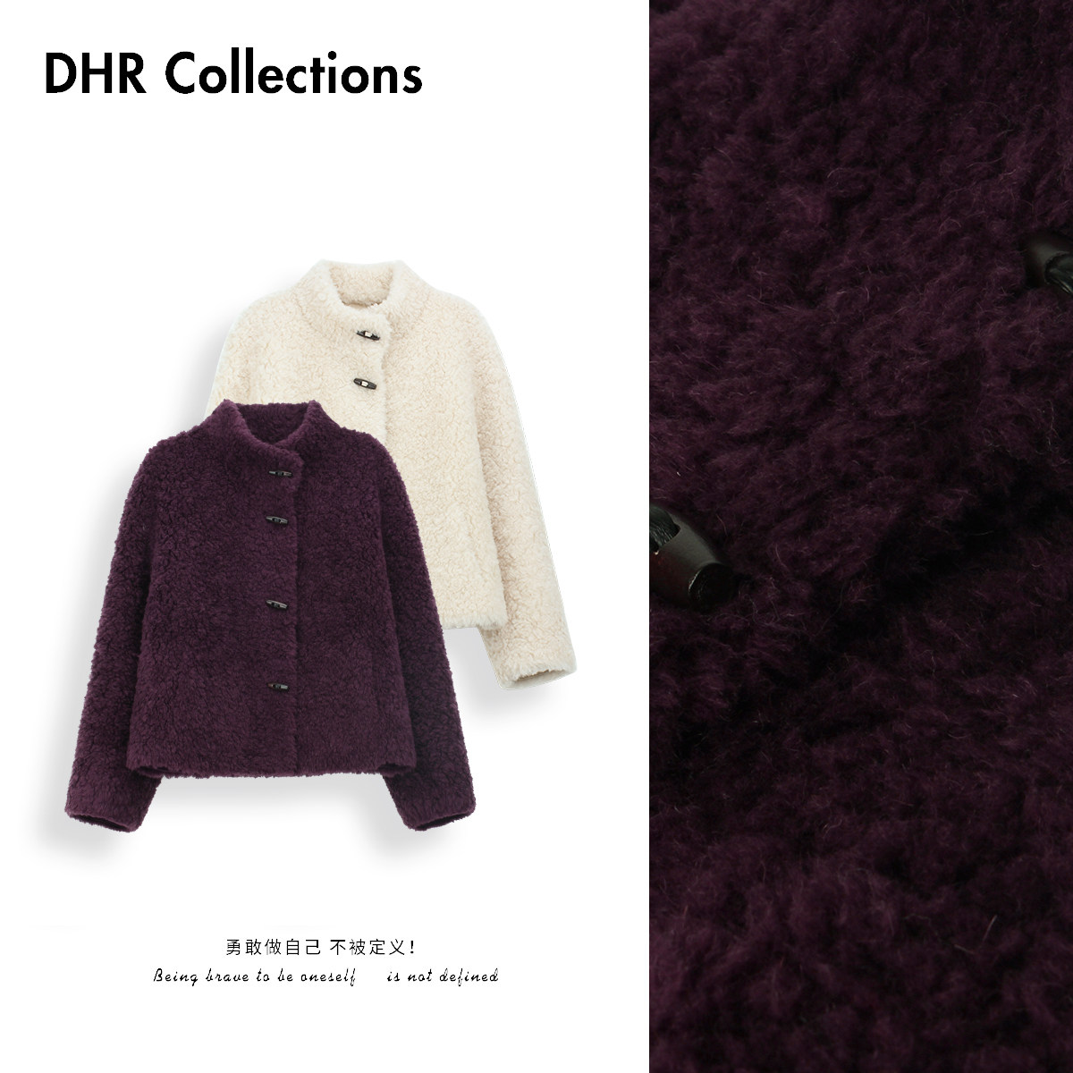 豆豆11【暖洋咩咩】100%羊毛轻奢风毛毛外套显瘦百搭上衣955725DM