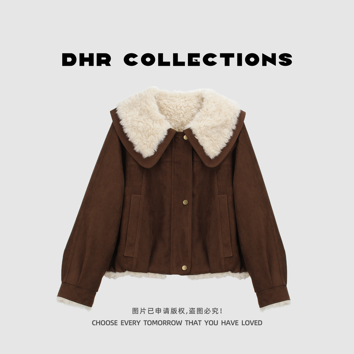 豆豆9【温暖时刻】冬季保暖加绒毛毛外套带毛领休闲上衣-25QW130