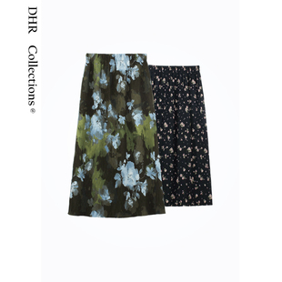 重工压褶油画质感显瘦百搭A字半身裙女 26CT6471 花仙子 豆豆DA