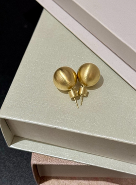 合金耳饰 豆豆1 合金耳饰 拉丝质感时尚金色小球耳钉-5B016E01509