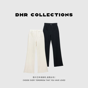 天丝绵羊毛筒喇裤女冬季加绒加厚休闲裤小个子微喇裤子-112725DK