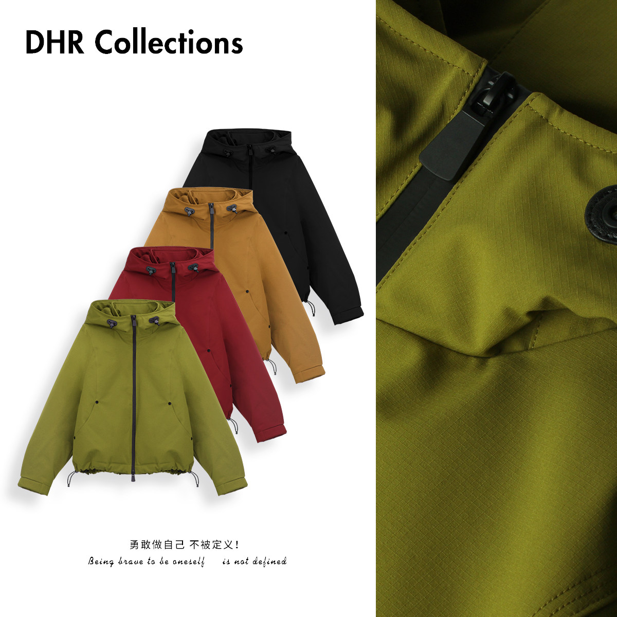 豆豆10【90白鹅绒】运动休闲连帽冲锋衣羽绒保暖外套女-5891125DY