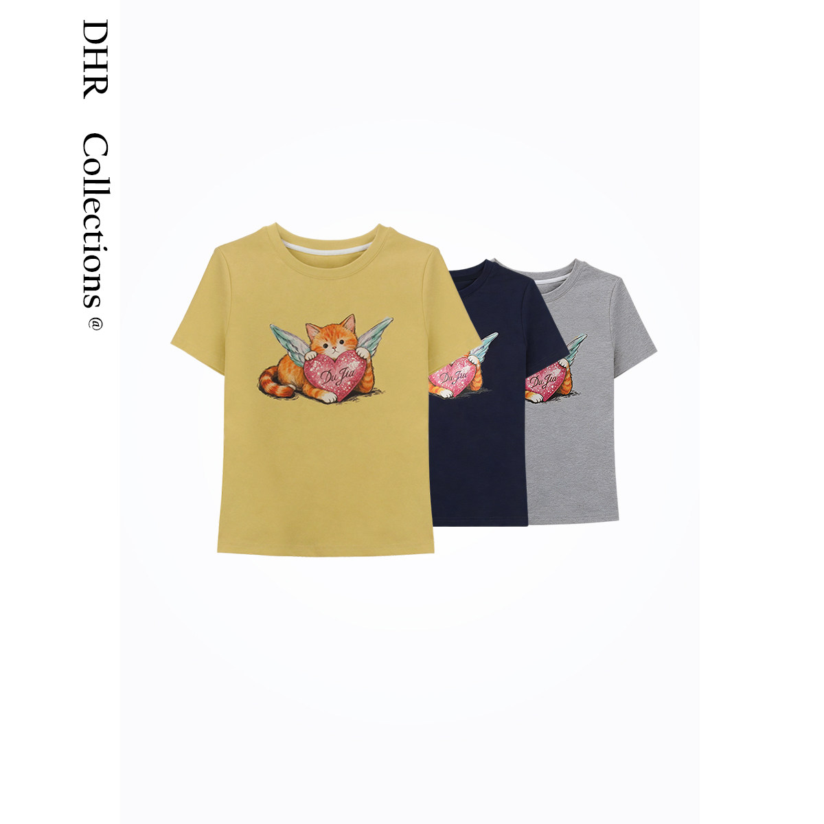 豆豆DA【爱心小猫】夏季创意卡通数码直喷短袖T恤上衣-26CT176