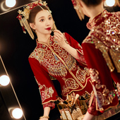 帛闻丝绒缎面秀禾服2025新娘冬季 结婚重工高端奢华显瘦中式 礼服