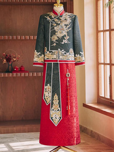 男士唐装中国风2025新款中式秀禾服接亲礼服高端结婚龙凤褂高级夏