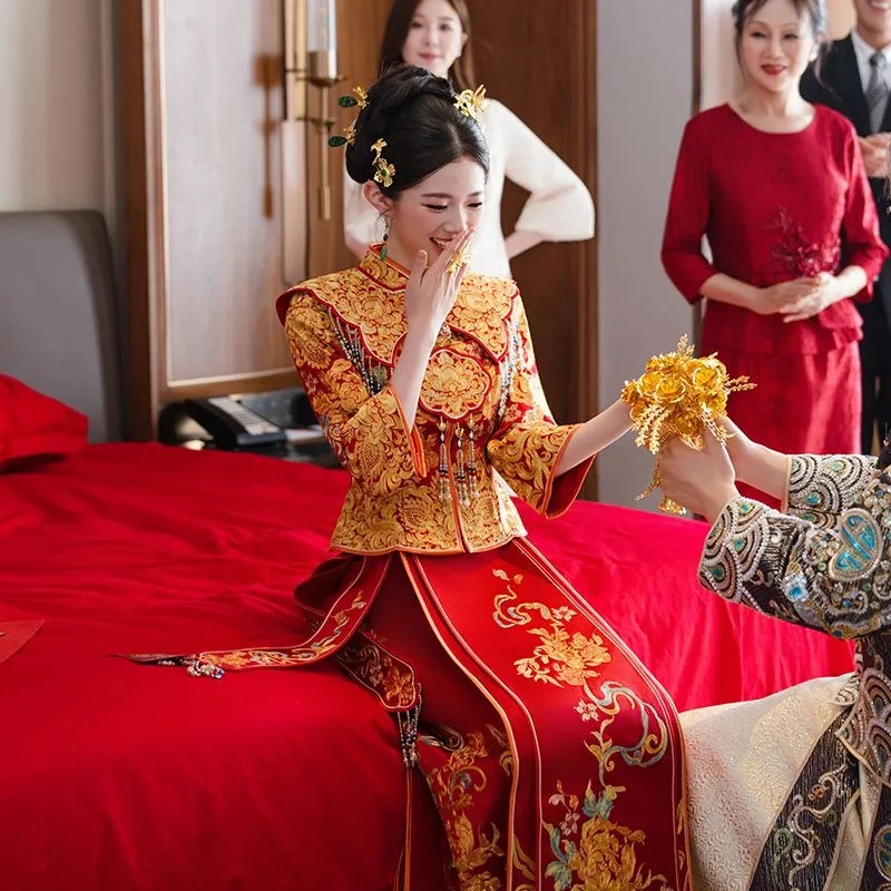 高端重工龙凤褂2025新款秀禾服新娘中式嫁衣结婚礼服订婚服敬酒服