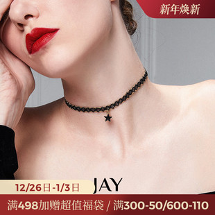 JAY黑色项链女款 小众锁骨链choker项圈颈带颈链脖子配饰 2024新款