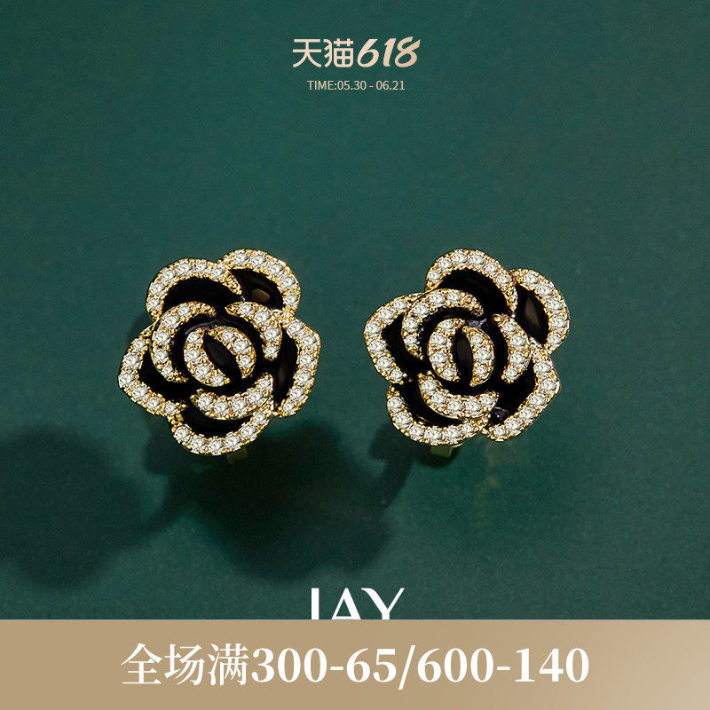 JAY法式耳夹山茶花耳饰礼物