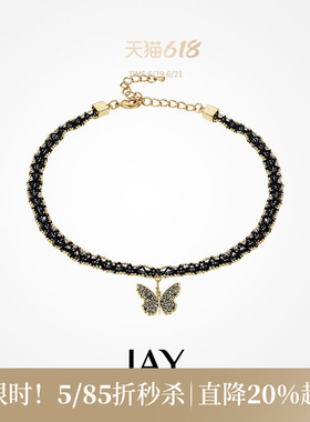 JAY黑色蝴蝶颈链锁骨链choker
