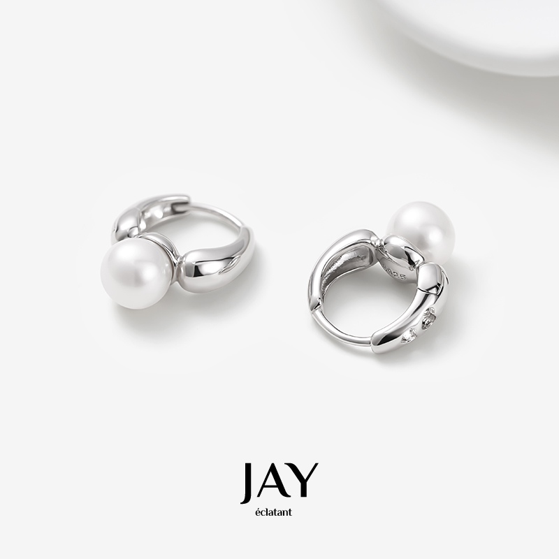 JAY轻奢冷淡风925银淡水珍珠耳环