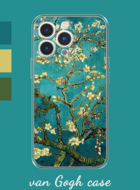 艺术生梵高油画手机壳适用于三星s22+透明iPhone13pro/14plus华为nova8/xr全包mate50苹果12荣耀80/magic5